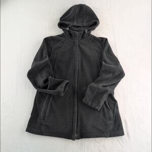Land's End Polartec Fleece Full Zip Jacket Hooded Women's Med Gray